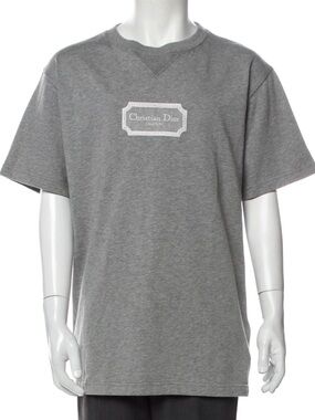 Dior Grey Embroidered Logo Short-Sleeve T-Shirt